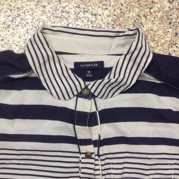 Silk Land's End Striped shirt dress plus size 18 - Picture 2 of 5